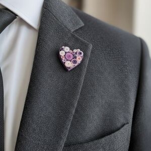 Heart-Shaped Purple Brooch